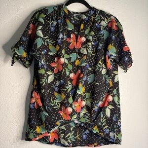 Cha Cha Vente Polka Dot & Floral Relaxed Top. Sz PS.